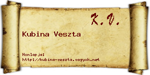 Kubina Veszta névjegykártya